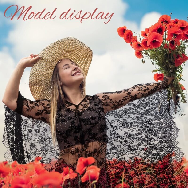Mepase Boho Witch Lace Kimono Kaftan Dress Robe Bikini Swimsuit Beach Cover up for Women Maternity Halloween Vampire Costume - Image 6
