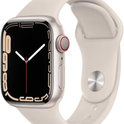 Apple Watch Series 7 (GPS + Cellular, 41mm) Starlight Aluminum Case with Starlight Sport Band, Regular (Renewed)
