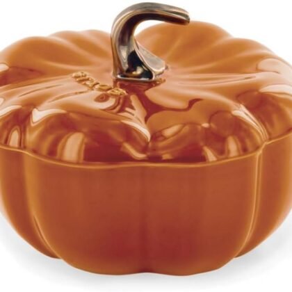 STAUB 0.5-qt Petite Ceramic, Oven & Stove Safe up to 572°F, Pumpkin Dish, Baking , Candy Dish, Burnt Orange