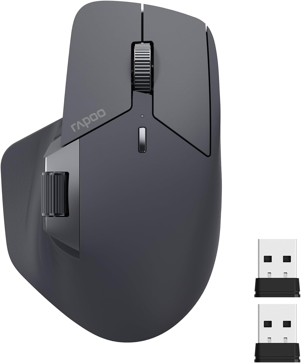 Rapoo MT760 Multi-Device Wireless Mouse, Bluetooth 5.0 and 2.4G Multi-Mode Connection, Up to 4 Devices, 11 Programmable Buttons, 4K DPI, 90 Days Battery Life, PC, Matte Black