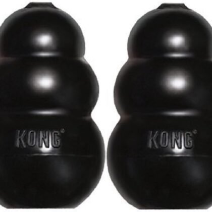 Kong Extreme Dog Toy 2-Pack, Large - Tough Chew Toys for Aggressive Chewers - Black Durable Rubber