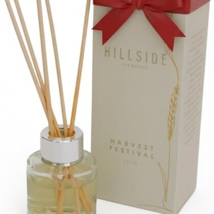 Harvest Festival Reed Diffuser - 90 Day Fragrance Dispensation, Non-Toxic, Sustainable Materials, Refillable Glass Jar - Pumpkin Scent Diffuser, Notes of Amber & Orange (6.7 Fl Oz)