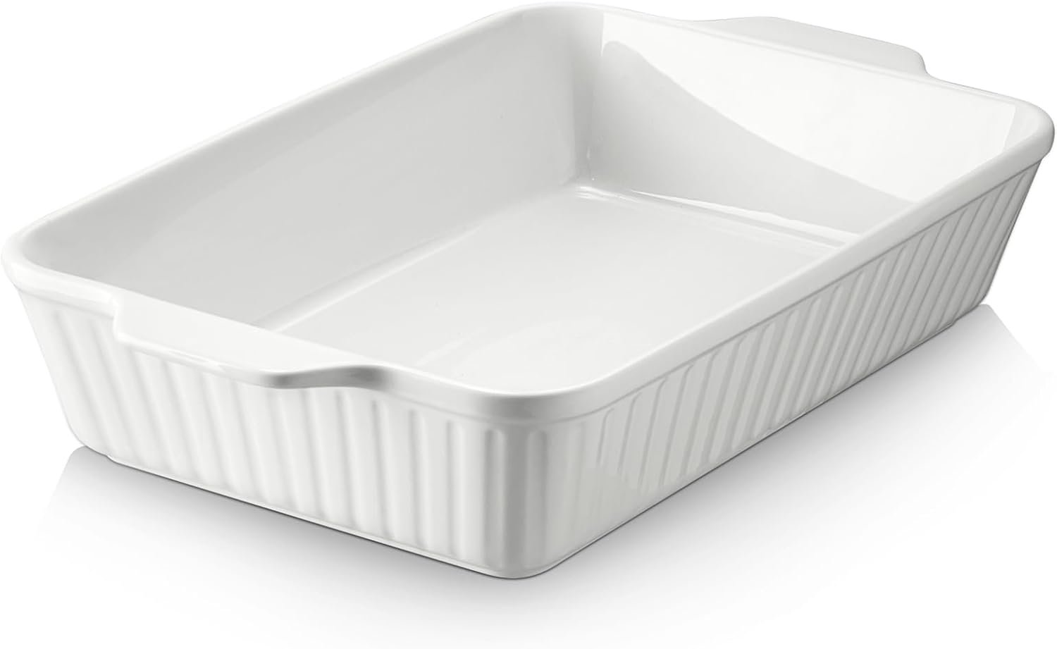 DOWAN Casserole Dish, 9x13 Ceramic Baking Dish, Large Lasagna Pan Deep for Oven, 4.2 Quarts Baking Pan with Handles, Oven Safe and Durable Bakeware for Lasagna, Home Decor, Wedding Gift, Soft White