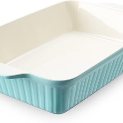 DOWAN 9x13-inch Baking Dish, Deep Casserole Dishes for Oven, Lasagna Pan Deep,135 oz Ceramic Baking Pan with Handles, Oven Safe for Baking, Home Decor Gift, Blue