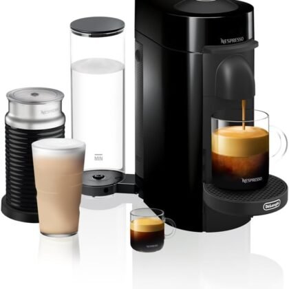 Nespresso VertuoPlus Coffee and Espresso Machine by De'Longhi with Milk Frother, Ink Black