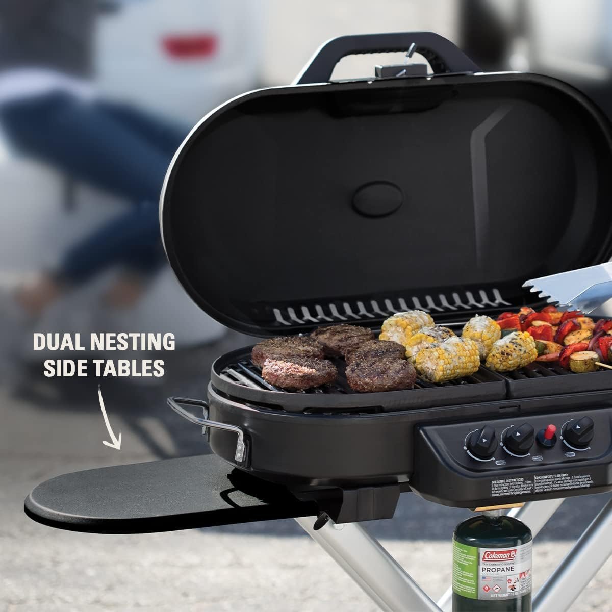 Coleman RoadTrip 285 Portable Stand-Up Propane Grill with 3 Adjustable Burners & Instastart Ignition, 20,000 BTUs of Power for Outdoor Cooking, Camping, Tailgating, Grilling, BBQs, & More - Image 7