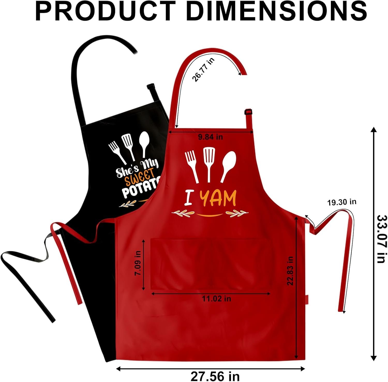 OARSE His and Hers Aprons for Cooking,Funny Couple Aprons Set and Adjustable Apron with 2 Pockets for Wedding Engagement Gifts - Image 2