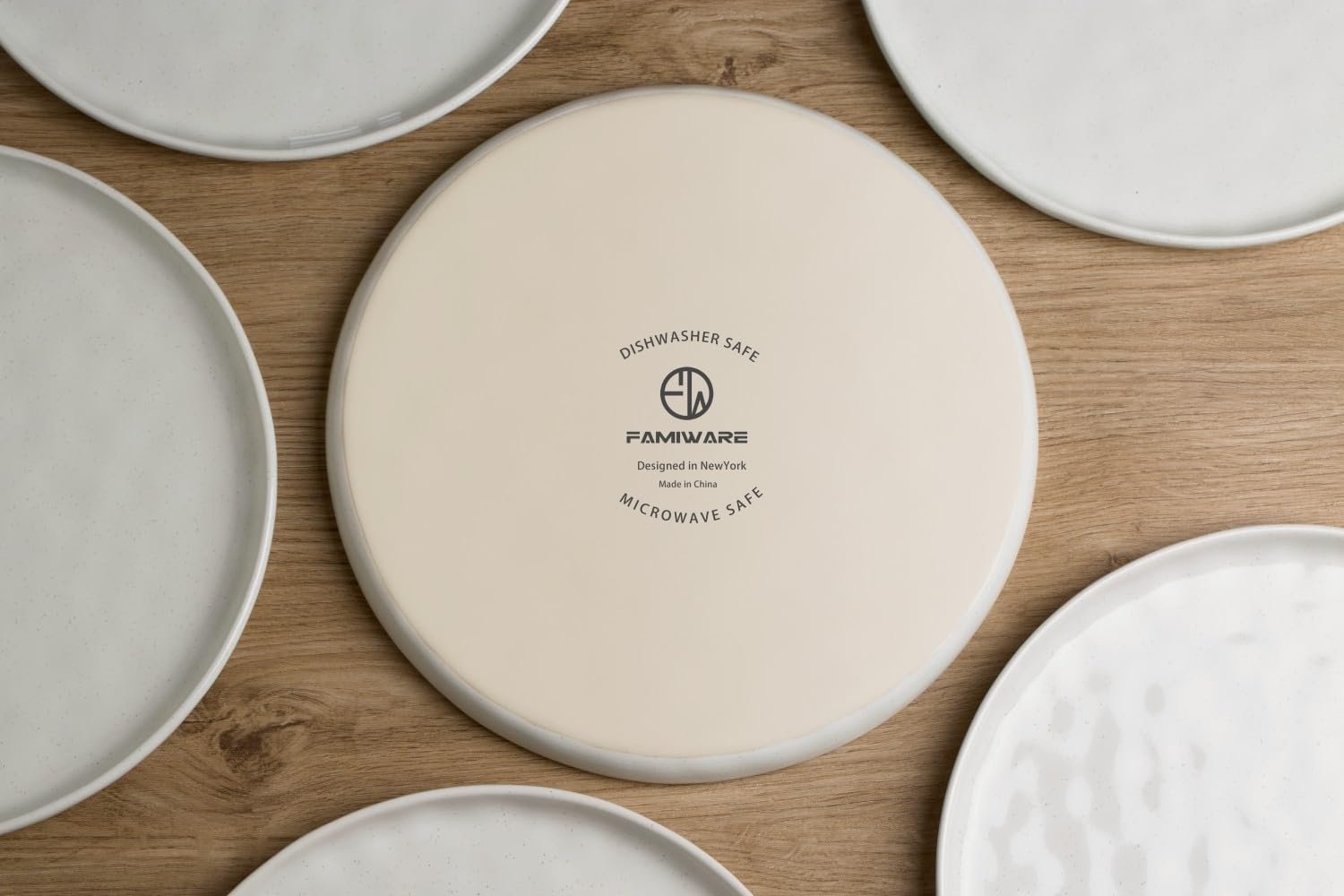 famiware Mars 6 Pieces Dinner Plates, 10.25 inch Plate Set, Scratch Resistant, Stoneware Dinnerware, Kitchen Modern Rustic Serving Dishes, White - Image 5