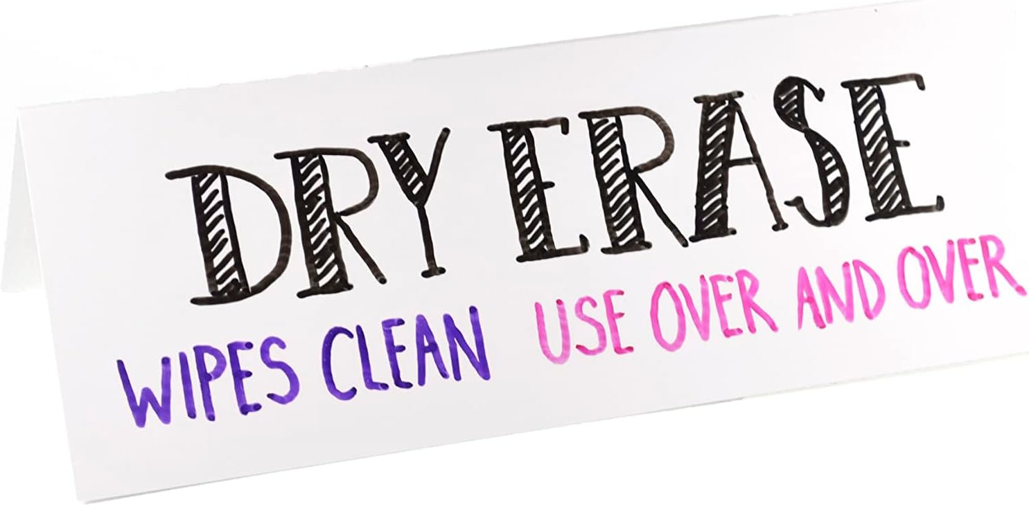 Dry Erase Name Tent Table Cards 21.6 cm x 7.6 cm (30 Pack) Reusable Name Cards, Classroom Name Tags, Wedding Guest Name Tents - Image 2