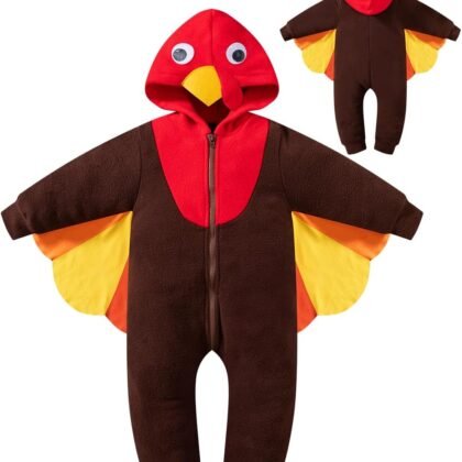Toddler Boy Girl Turkeys Costume Onesie Thanksgiving Cosplay Hooded Outfits Romper