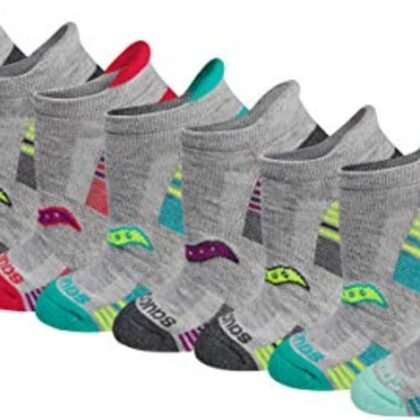 Saucony Women's RunDry Performance Heel Tab Athletic Socks, Available in S-L (8, 16, 24 Pairs)