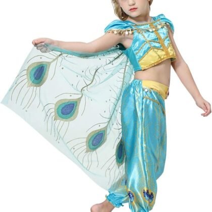 Kids Girls Jasmine Costume Arabian Princess Aladdin Halloween Cosplay Dress up Birthday Party Outfits