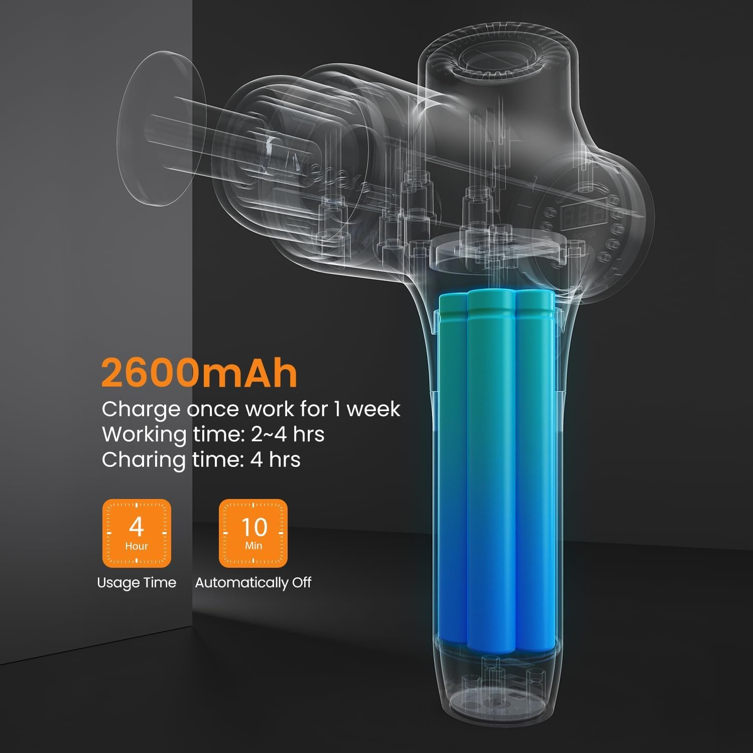 Mebak 3 Massage Gun, Massage Gun Deep Tissue for Athletes, Professional Muscle Percussion Massager, Massager for Shoulder Leg Back Body Pain Relief, Quiet Portable Sport Tool, Gifts for Him - Image 5