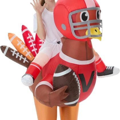Inflatable Turkey Costume Kids Thanksgiving Funny Riding on Blow up Chicken Costume for Boys Girls Cosplay Party