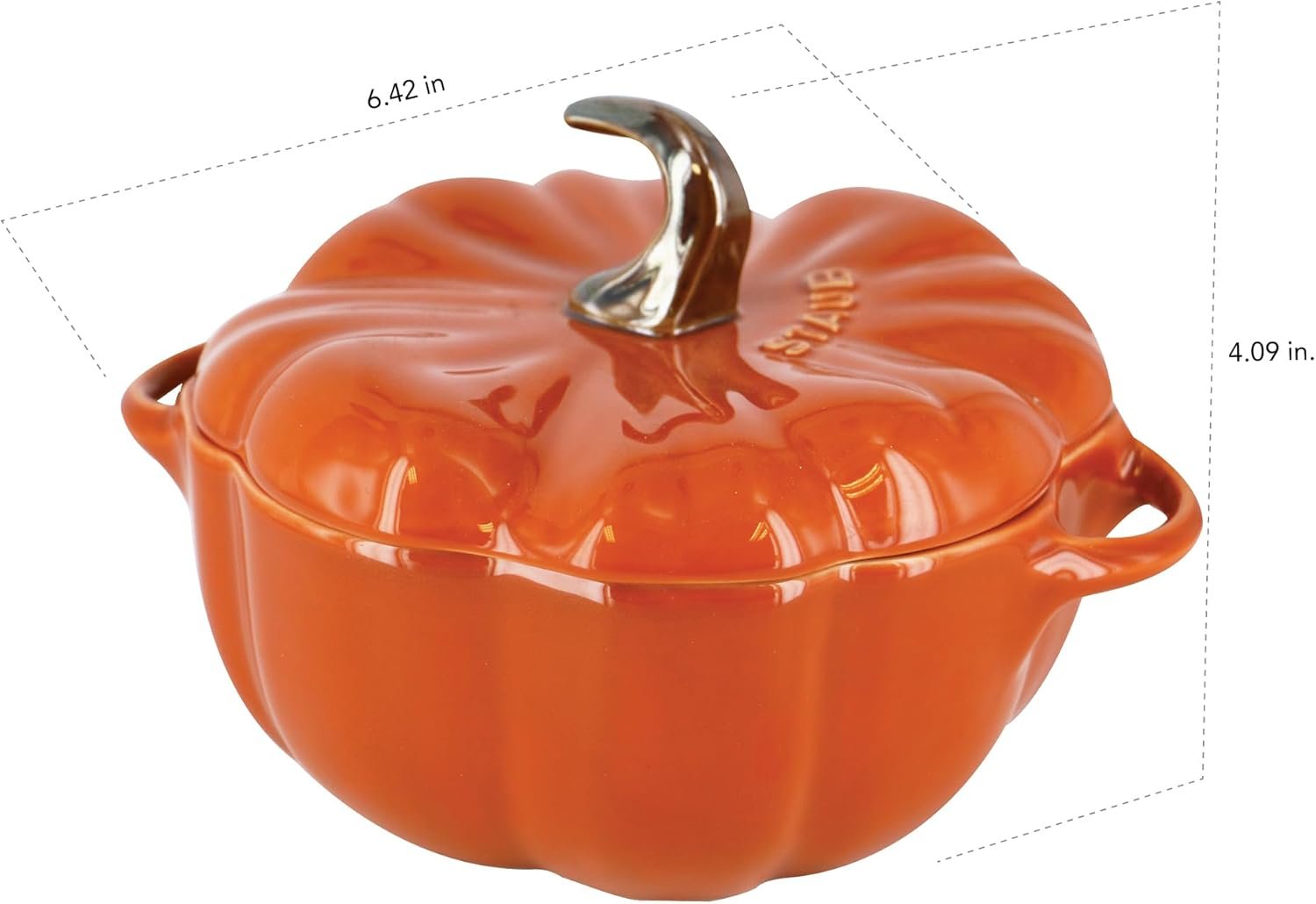 STAUB 0.5-qt Petite Ceramic, Oven & Stove Safe up to 572°F, Pumpkin Dish, Baking , Candy Dish, Burnt Orange - Image 6