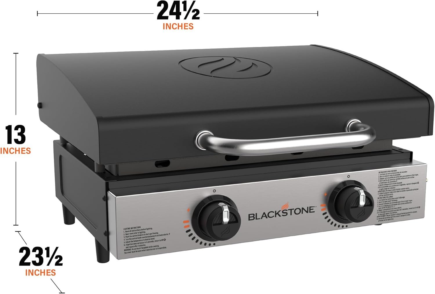 Blackstone 1813 Original 22” Tabletop Griddle with Hood and Stainless Steel Front Plate, Powder Coated Steel, Black - Image 3