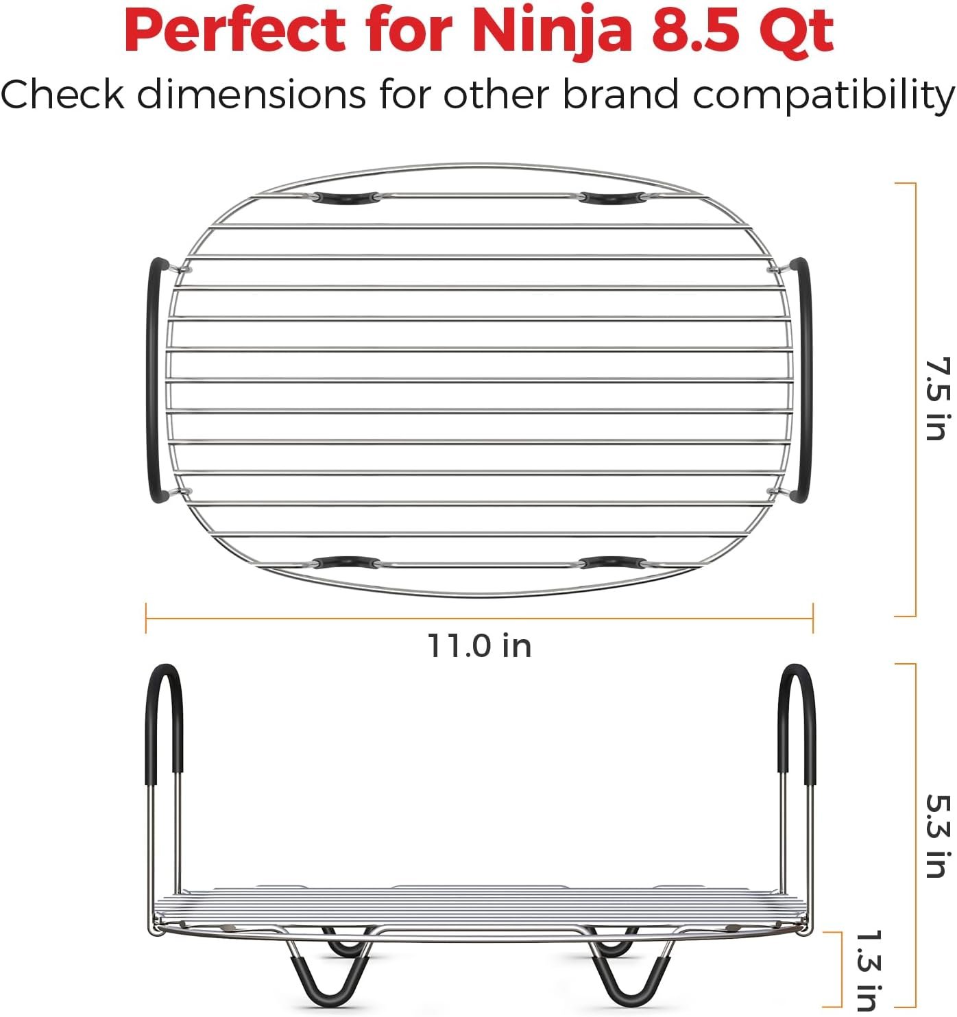 Goldlion Steam and Roast Rack Compatible with Ninja Crockpot Slow Cooker - Stainless Steel Roasting Rack with Silicone-Protected Feet & Handles - Accessories for Ninja Foodi Possiblecooker - Image 6