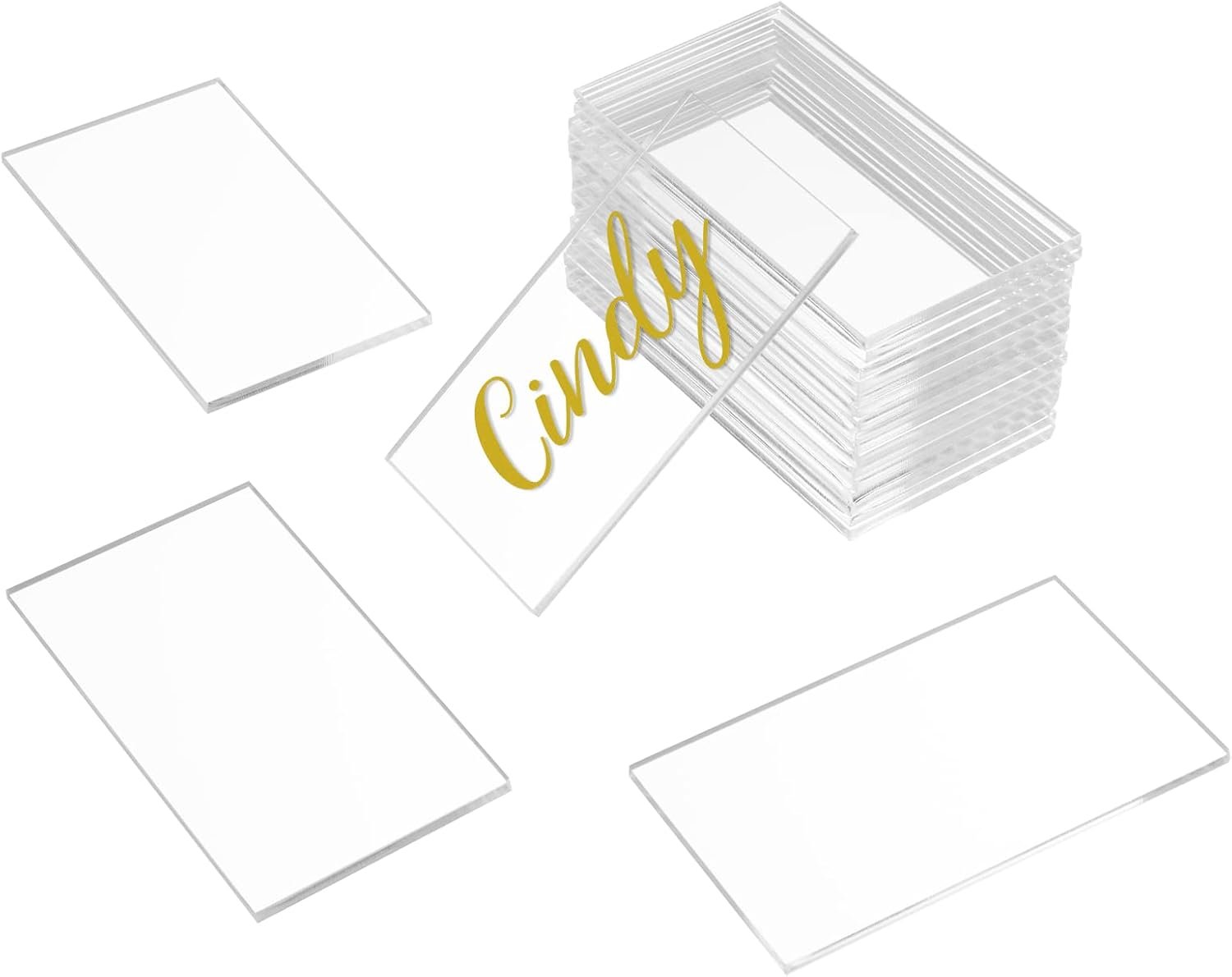 Clear Acrylic Place Cards 1/8" Thick, 3.5" x 2" Small Rectangle Acrylic Blank Seating Card, Escort Name Plate for Table Setting, Wedding, Dinner Party, 20 Pcs