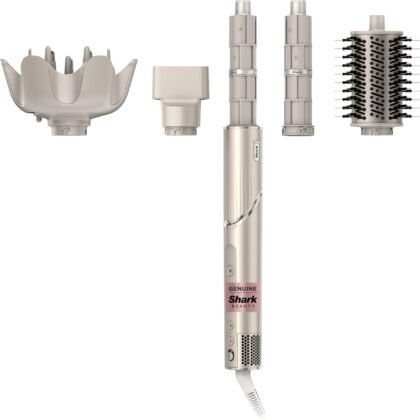 Shark HD435 FlexStyle Air Styling & Drying System, Powerful Hair Blow Dryer & Multi-Styler with Auto-Wrap Curlers, Curl-Defining Diffuser, Oval Brush, & Concentrator Attachment, Stone