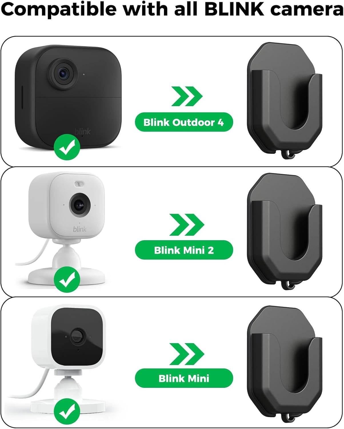 3 Pack Blink Camera No Drill No Screws Wall Mount Bracket for Blink Mini /Mini 2 /Blink Outdoor 4 /Blink Indoor Camera, HBV Adhesive Mount - Image 2