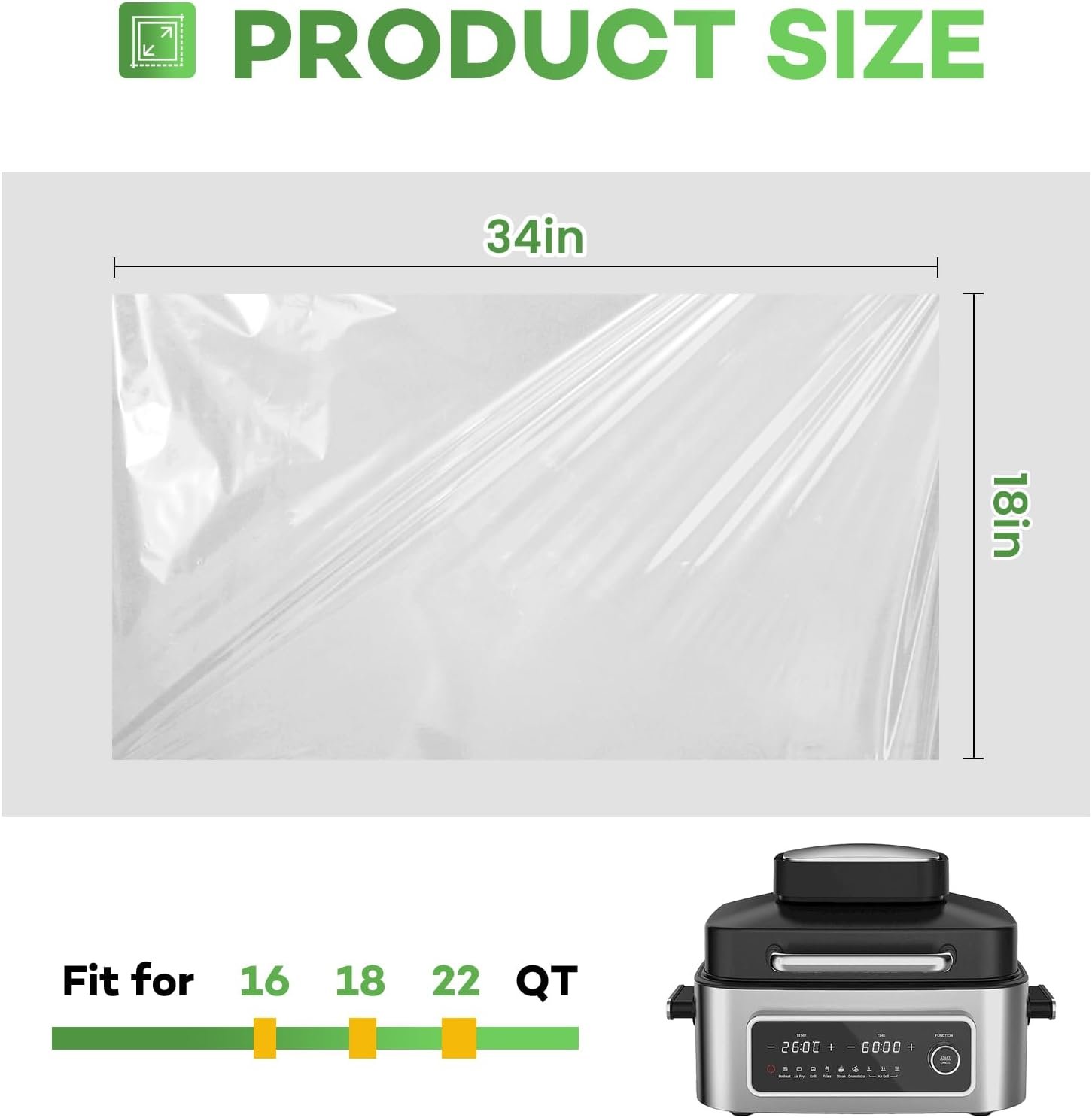 CAREGY Electric Roaster Liners 34 x 18 Inch 10 Counts Disposable Roaster Liners Fits 16, 18, 22 Quarts Roasters, Roasting Oven Liners Cooking Bags for Immediate Cleanup - Image 3