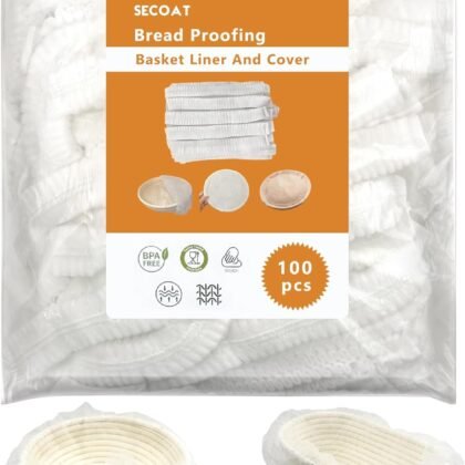 100 Pack Banneton Bread Proofing Basket Liner,21" Bread Bowls Liner Non-Stick Dough,BPA-Free Non Woven Sourdough Bread Basket Liners,Elastic Banneton Liners for Prevents Dough from Sticking to Basket