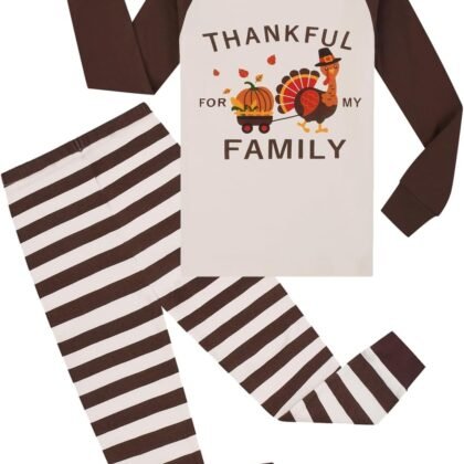 Joyond Kids Christmas Pajamas Boys Girls Hanukkah Thanksgiving Pjs Set Holiday Sleepwear 100% Cotton Size 18M-12Years