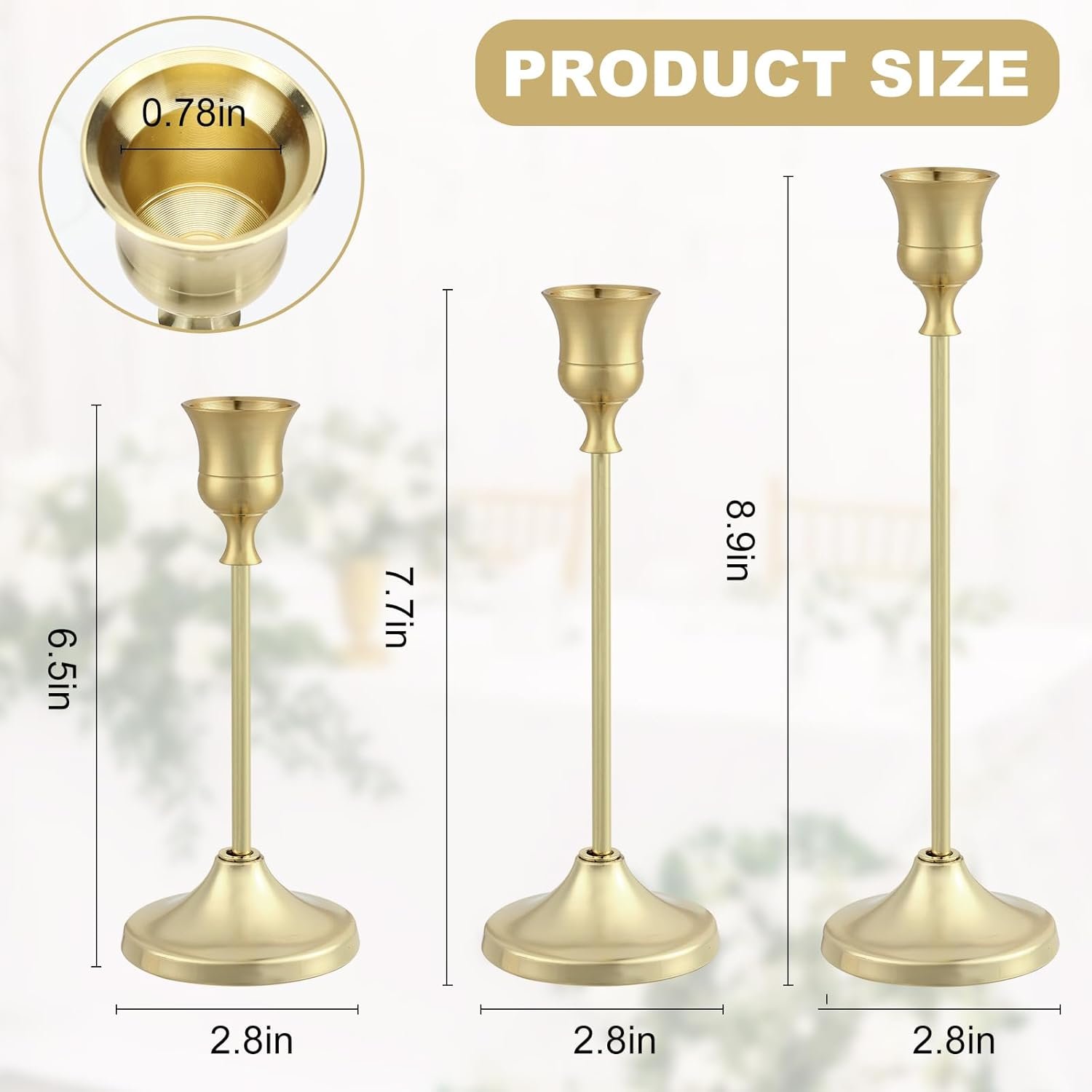 Candlestick Holders 6PCS, Metal Taper Candle Holder, Gold Candle Holders for Pillar Candles, Candle Holder for Wedding Fireplace Mantel Housewarming Gift - Image 2