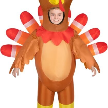 Inflatable Costume Kids Turkey Costume Halloween Turkey Thanksgiving Parade Blow up Costumes Suit for Boys Girls Cosplay Party