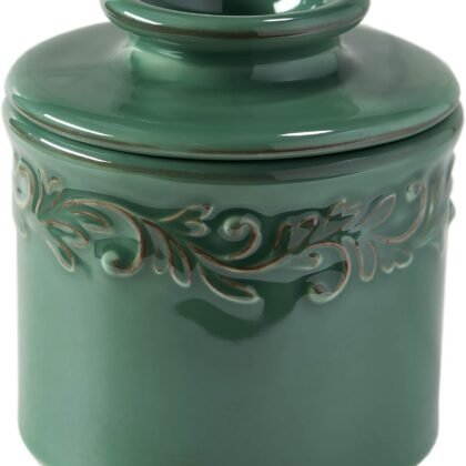 Butter Bell - The Original Butter Bell crock by L Tremain, a Countertop French Ceramic Butter Dish Keeper for Spreadable Butter, Antique Collection, Emerald