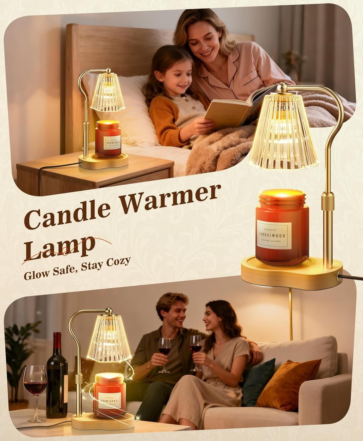 Candle Warmer Lamp, Wax Melt Warmer with 2 Bulbs for Scented Jar Candles, with Timer Dimmer Adjustable Height, Home Decor Gift for Girl Friend Mom Sister Women, No Flame No Smoke Warming Light, Amber - Image 8