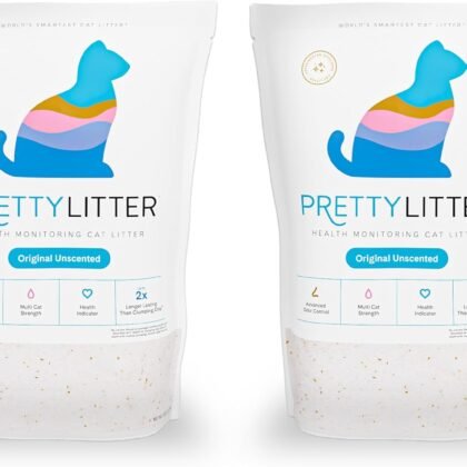 PrettyLitter Health Monitoring Cat Litter (Unscented, Non Clumping) | Lightweight & Low Tracking, Color Changing Silica Gel Crystals, Advanced Odor Control — 6 Lbs, Pack of 2 (Two Month Supply)