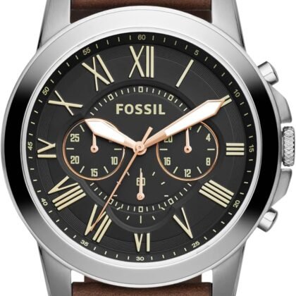 Fossil Men's Grant Quartz Stainless Steel and Leather Chronograph Watch