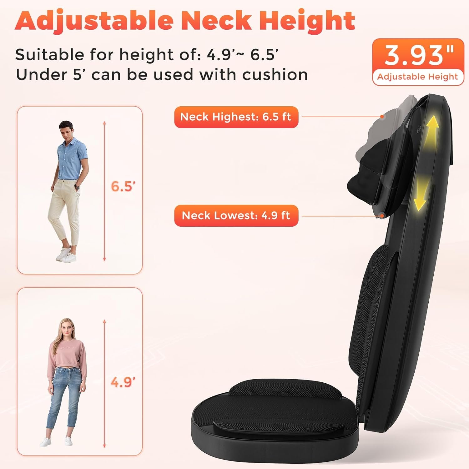Shiatsu Neck and Back Massager with Heat, 4D Kneading Back Massager for Pain Relief Deep Tissue, Comfortable Back Massage for Chair, Massage Mat for Home Office, Gifts for Christmas Women Men Parents - Image 5