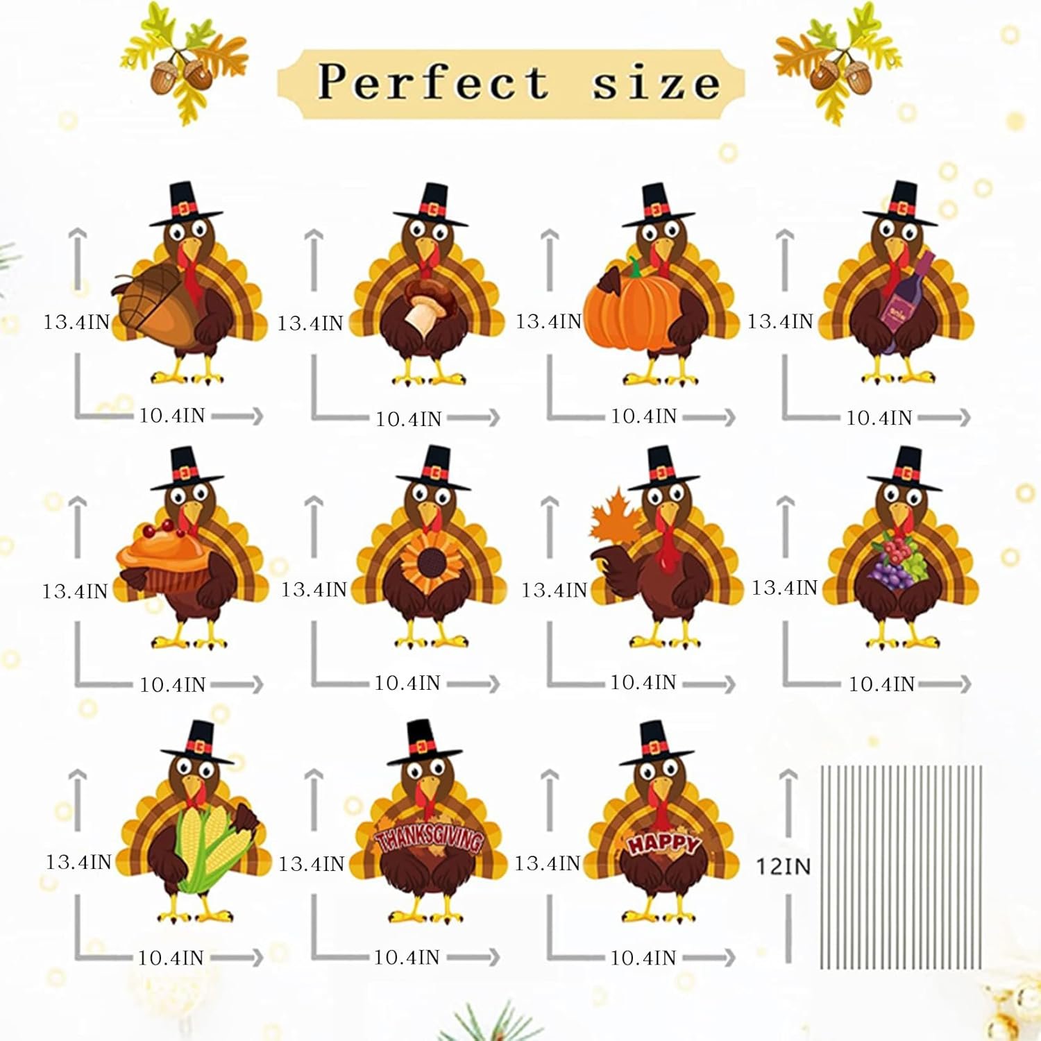 Fanboxk Thanksgiving Yard Decorations Outdoor,11Pcs Thanksgiving Turkey Yard Signs with Stakes,Harvest Porch Yard Sign Decorations for Autumn Farmhouse Patio Outdoor Decor. - Image 2