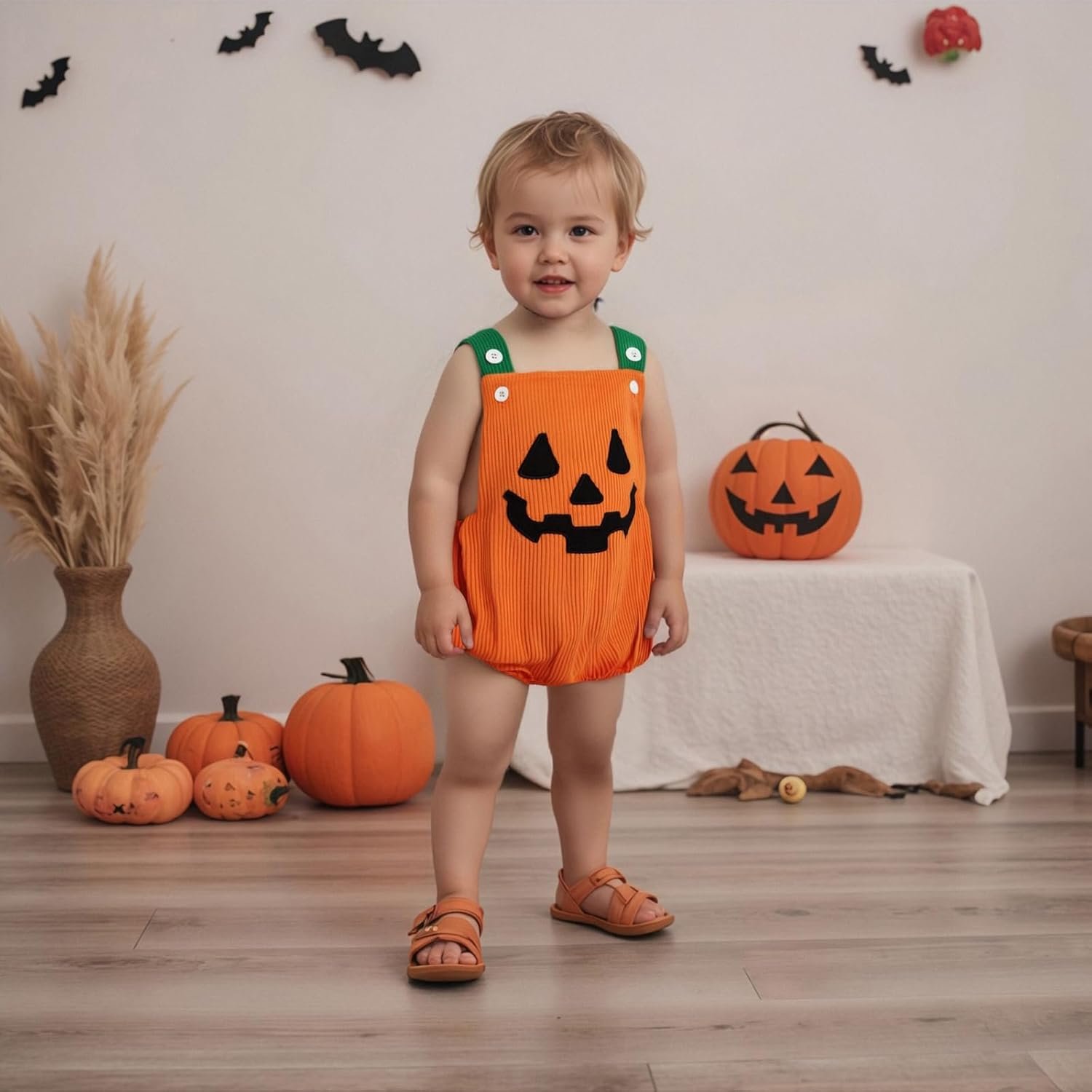 YINGISFITM My First Thanksgiving Baby Boy Outfit Newborn Turkey Onesie Bubble Romper Corduroy Overalls Thanksgiving Clothes - Image 2