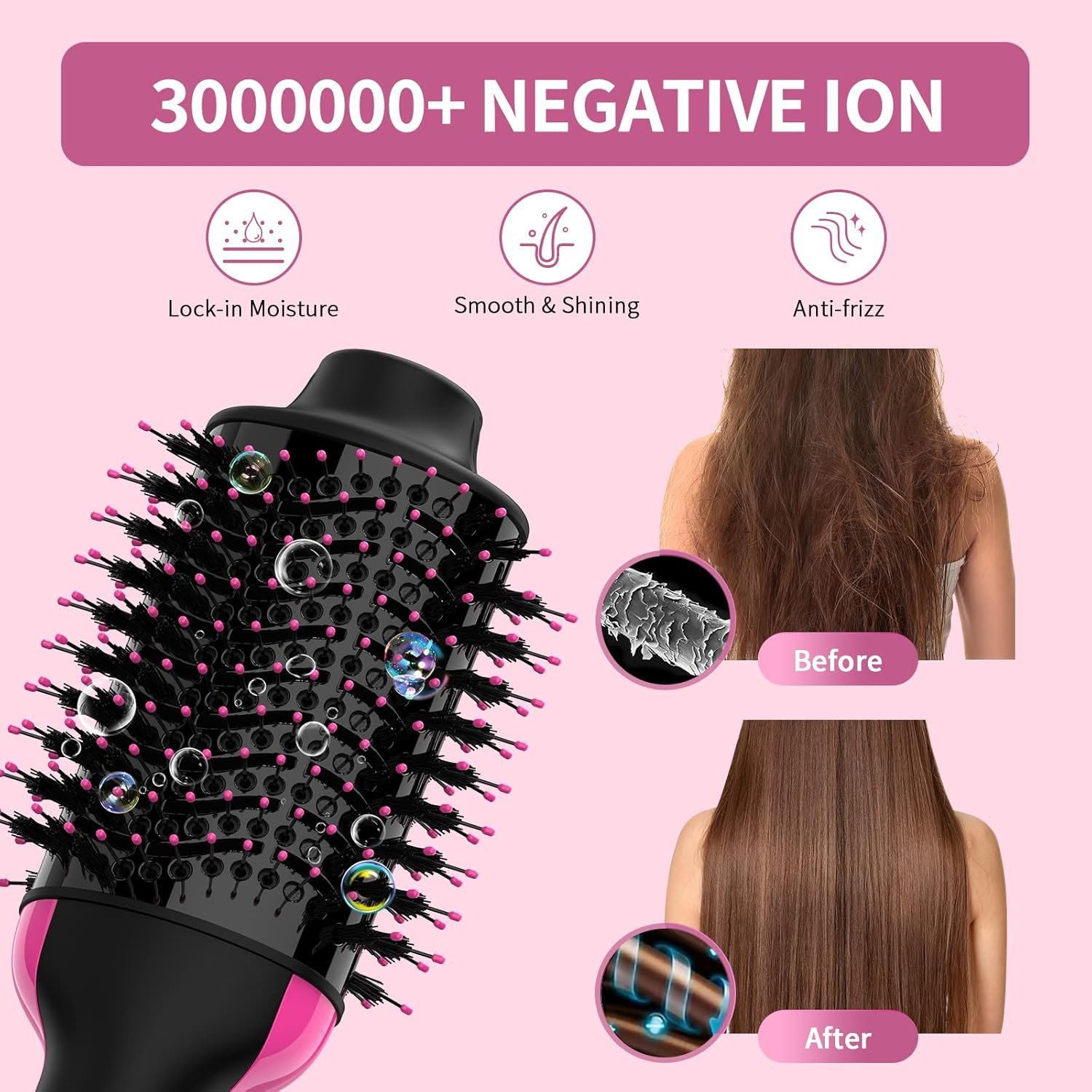 Hair Dryer Brush Blow Dryer in One, Upgraded 4 in 1 Hair Dryer and Styler Volumizer with Negative Ion Anti-frizz Ceramic Titanium Barrel Hot Air Hair Straightener Brush - Image 4