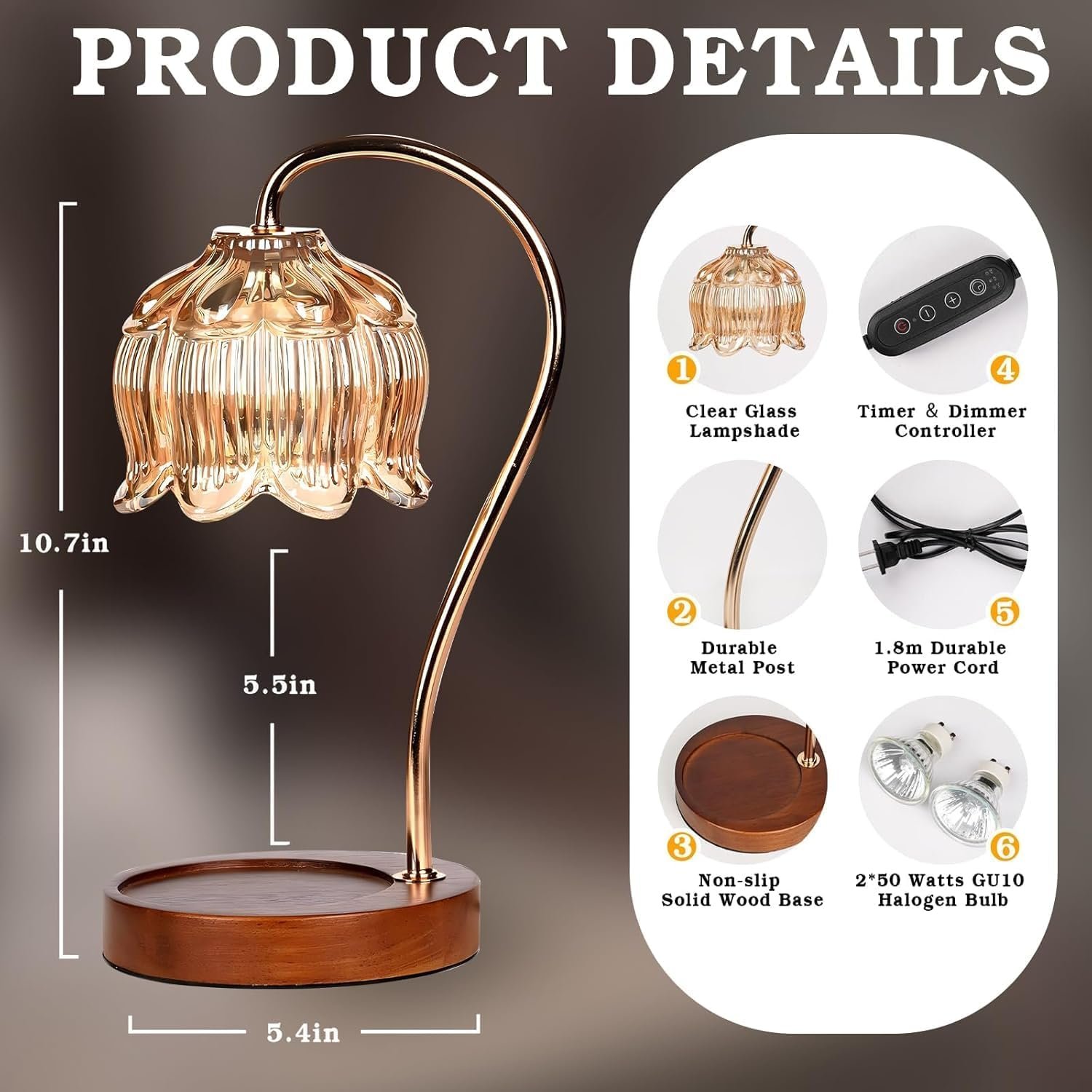 GEEZO Fragrance Candle Warmer Lamp,Electric Candle Warmer with Timer & Dimmer,Mom Christmas Birthday Gifts for Women, House Warming Gifts New Home Bedroom Decor - Image 7