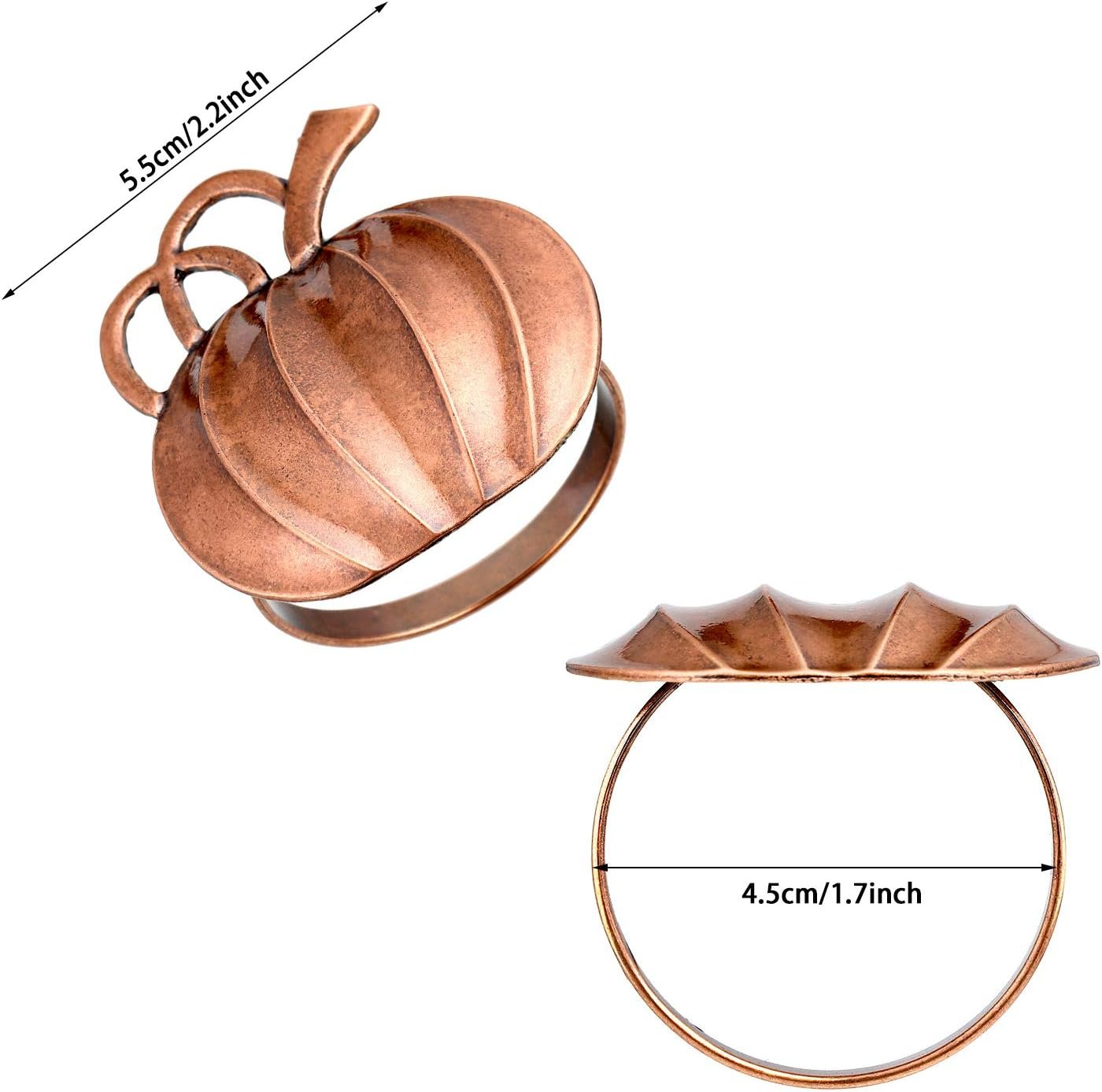 Patelai 6 Pieces Thanksgiving Pumpkin Napkin Rings Fall Napkin Holders Thanksgiving Dinner Tables Rings for Halloween Weddings Dinner Party Family Gatherings (Bronze) - Image 2