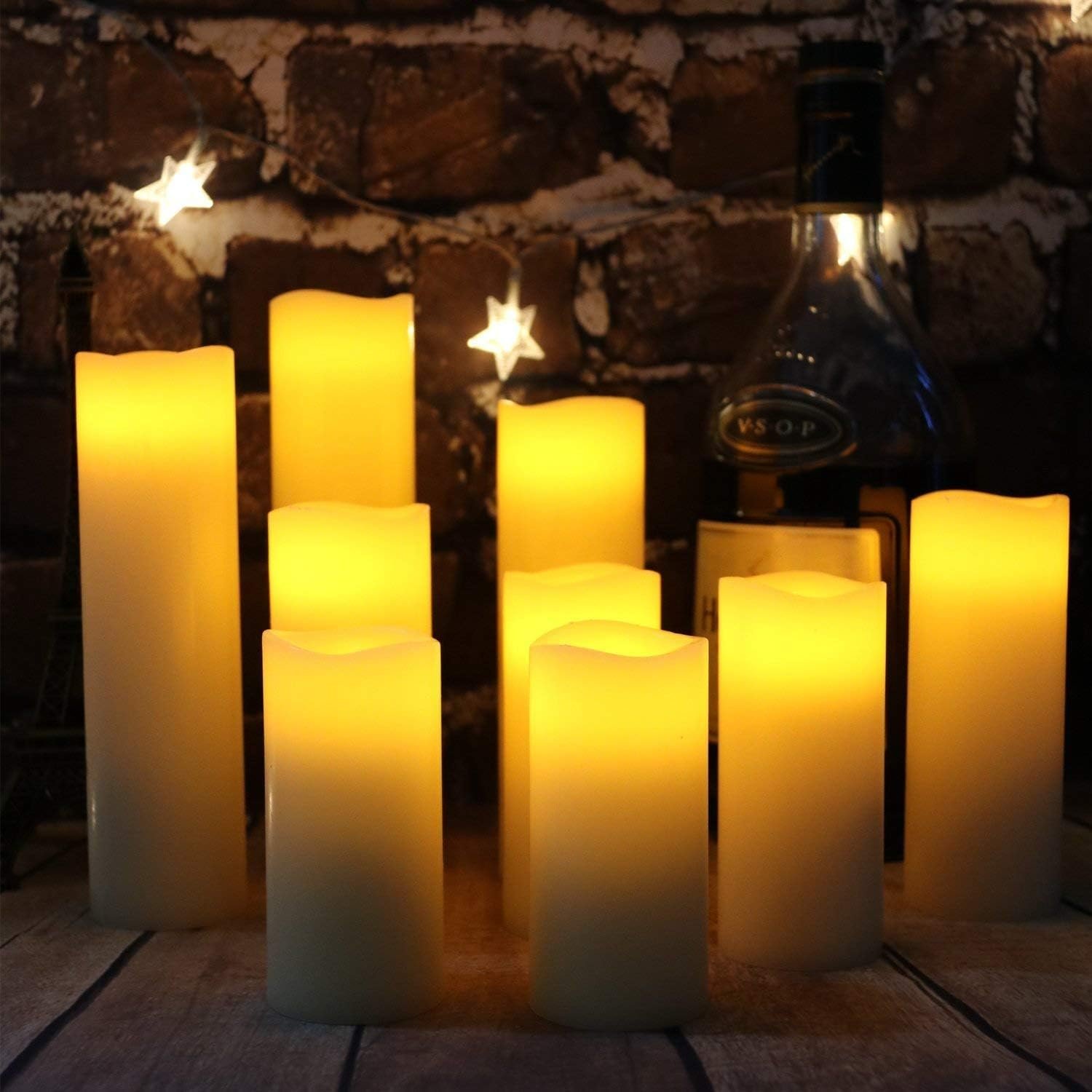 antizer Flameless Candles Led Candles Pack of 9 (H 4" 5" 6" 7" 8" 9" x D 2.2") Real Wax Battery Candles with Remote Timer for Home Fireplace Decor Wedding Festival Decor (Ivory 9 Pack) - Image 2