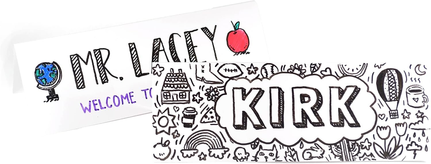 Dry Erase Name Tent Table Cards 21.6 cm x 7.6 cm (30 Pack) Reusable Name Cards, Classroom Name Tags, Wedding Guest Name Tents - Image 5