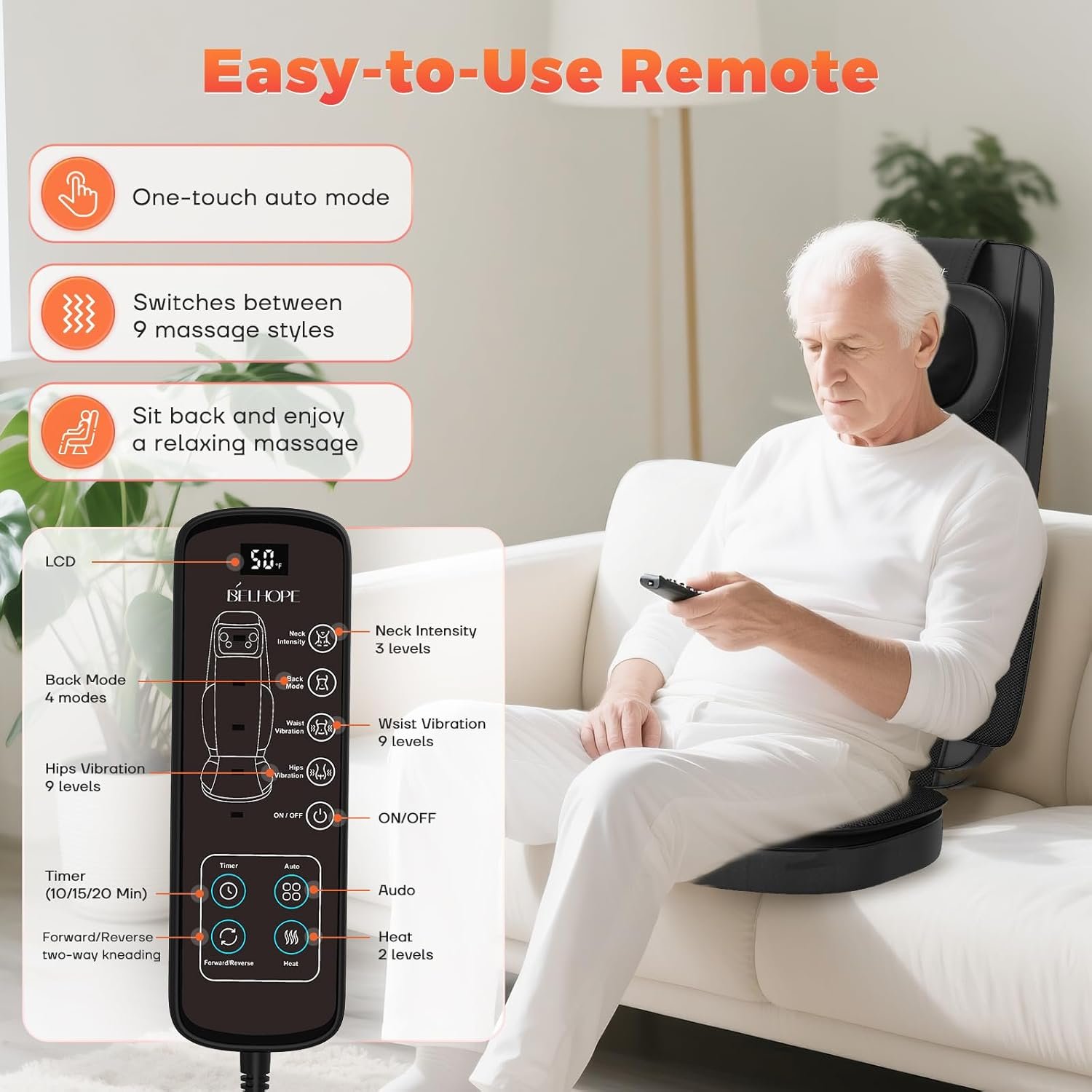 Shiatsu Neck and Back Massager with Heat, 4D Kneading Back Massager for Pain Relief Deep Tissue, Comfortable Back Massage for Chair, Massage Mat for Home Office, Gifts for Christmas Women Men Parents - Image 3