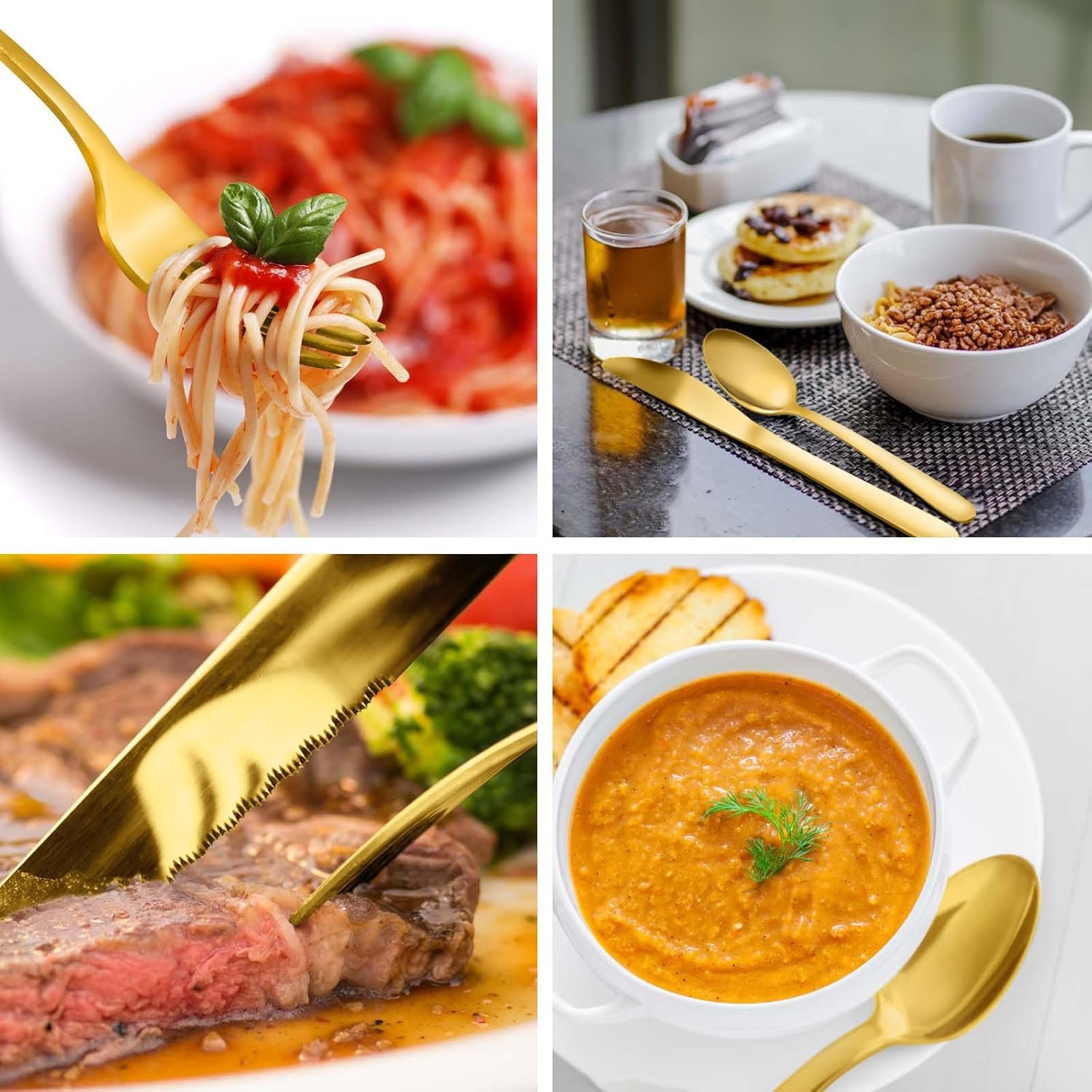 Pleafind 72Pcs Gold Silverware Set for 12 - Dishwasher Safe, Flatware Set with Steak Knives, Stainless Steel Cutlery Set, Include Forks Spoons and Knives Set, Utensil Sets for Home Restaurant - Image 7