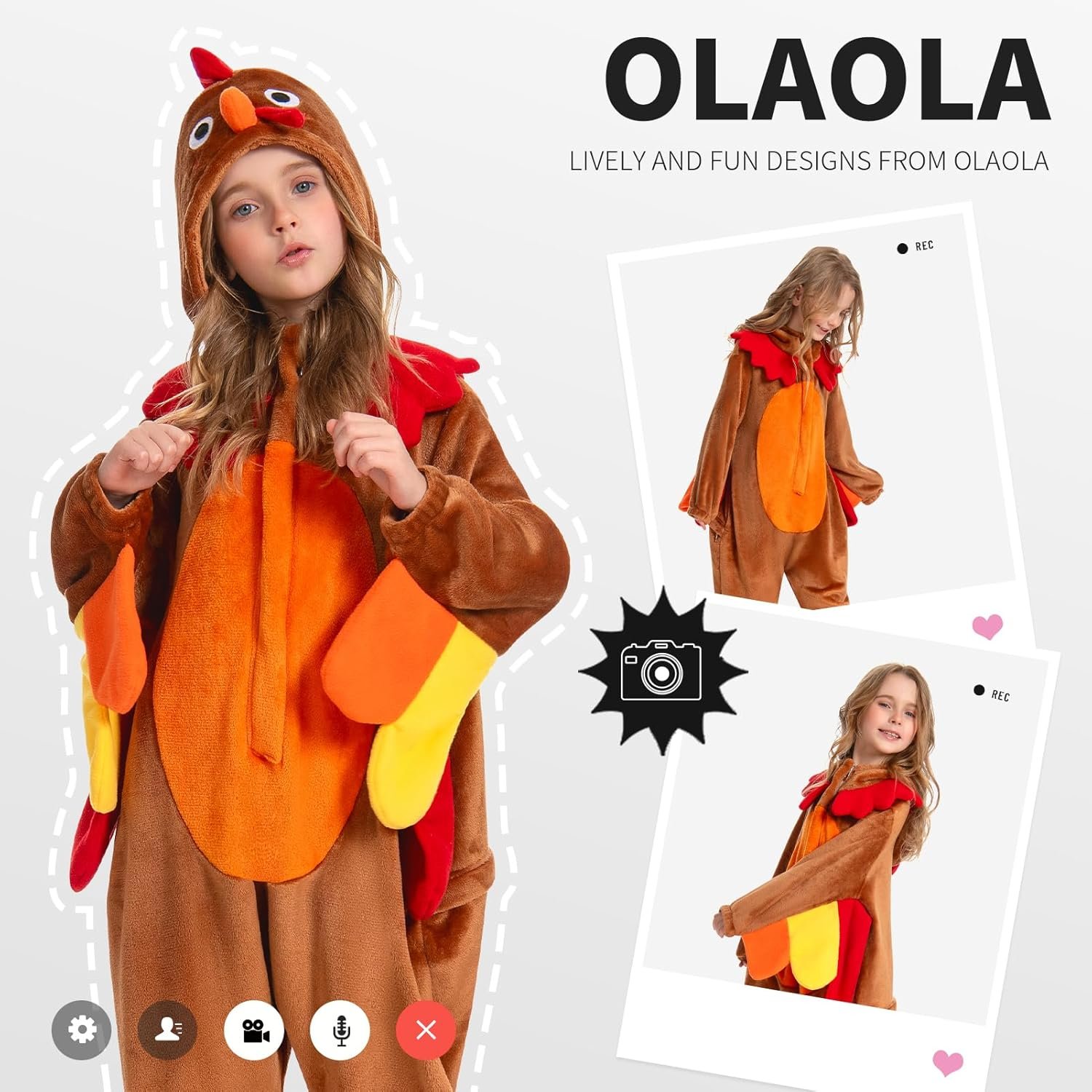 OLAOLA Kids Animal Onesie, Unisex Onesies, Plush Cosplay Pajamas for Girls Boys, One-Piece Sleepwear Halloween Costume - Image 4