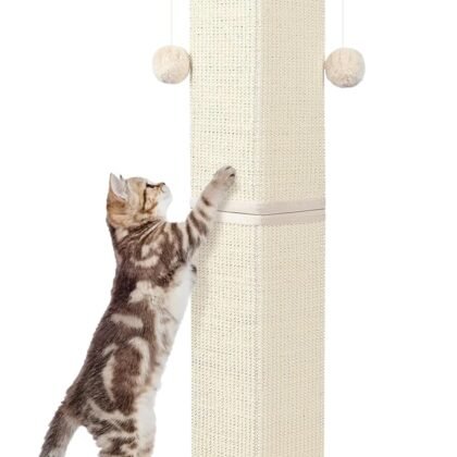 Cat Scratching Post 33 Inch Nature Sisal Cat Scratch Post for Indoor Cats, Large Cat Scratcher Protect Your Furniture, for All Breeds