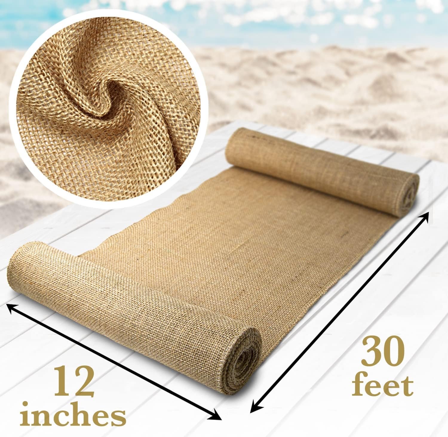 Burlap Fabric Roll – 12" x 30 Ft No-Fray Jute Table Runner for Weddings, Crafts, Rustic Decor, DIY Projects & Events – Natural Farmhouse Style - Image 2