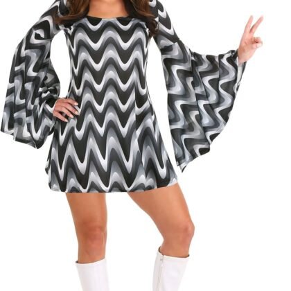 Women's Disco Costume | 70s Outfit For Halloween and Dress Up Play Pretend | Adult Groovy Dress
