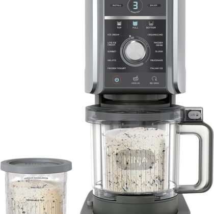 Ninja CREAMi Deluxe Ice Cream & Frozen Treat Maker for Ice Cream, Sorbet, Milkshakes, Frozen Yogurt, & More, 11-in-1, XL Capacity, Silver, Includes (2) Family-Sized 24 oz. Tubs, NC501