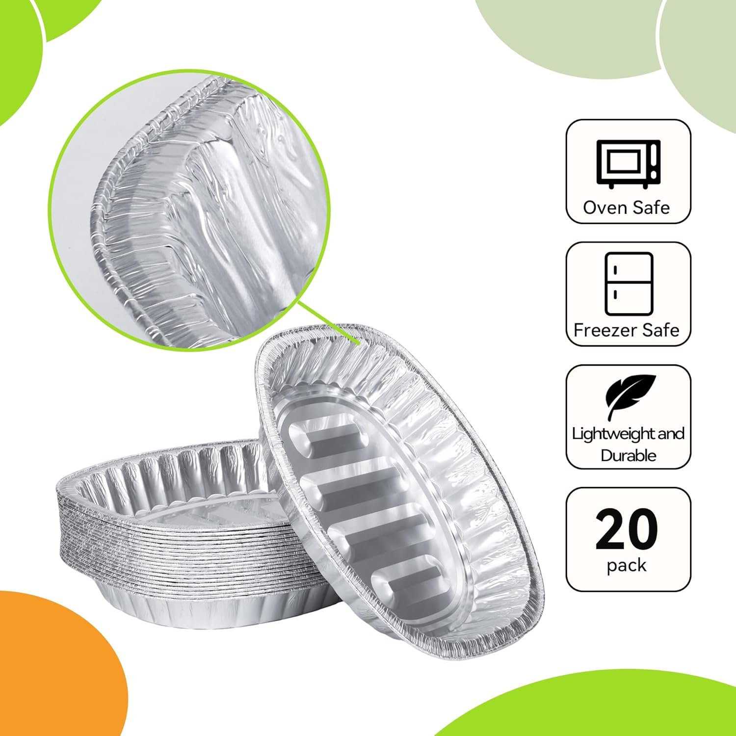 Aluminum Foil Pans, Disposable Oval Roasting Pan, Extra Large Foil Pan,Disposable & Durable Pan For Thanksgiving, Perfect for Chafing, Serving, Cooking a turkey& Meal Prep (20 Pack) - Image 3