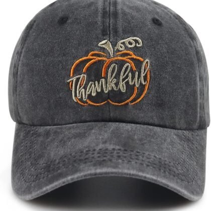 Thanksgiving Hats for Women Men, Funny Adjustable Embroidery Cotton Turkey Pumpkin Baseball Cap